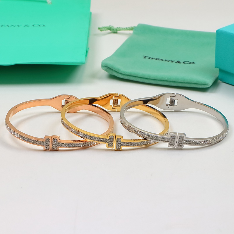 Replica Tiffany Double T Full Diamond Open Bangle