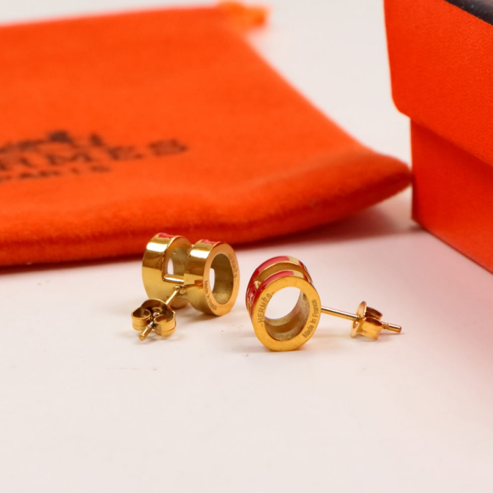 Replica Hermes H Letter Colorful 3D Hollow Earrings