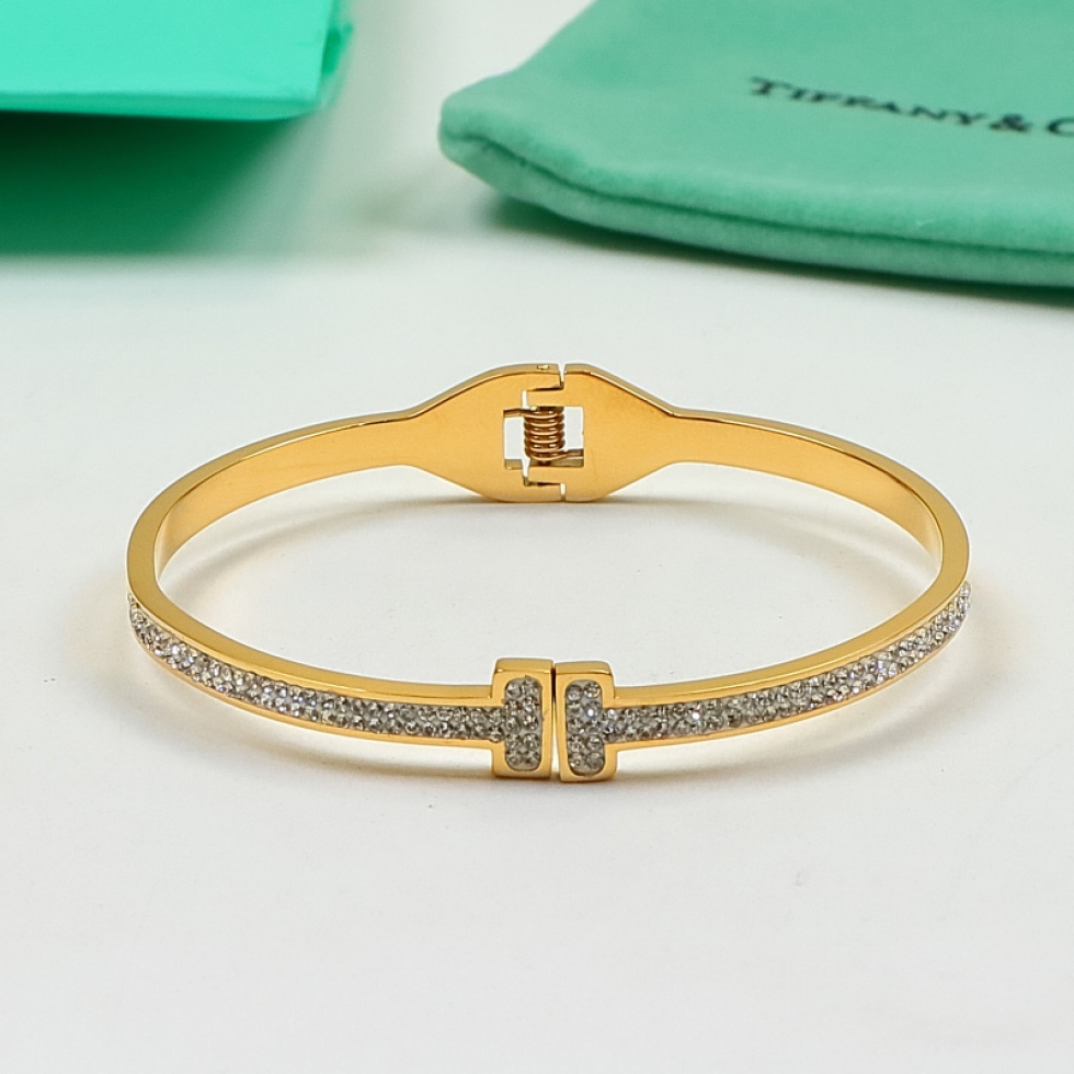 Replica Tiffany Double T Full Diamond Open Bangle