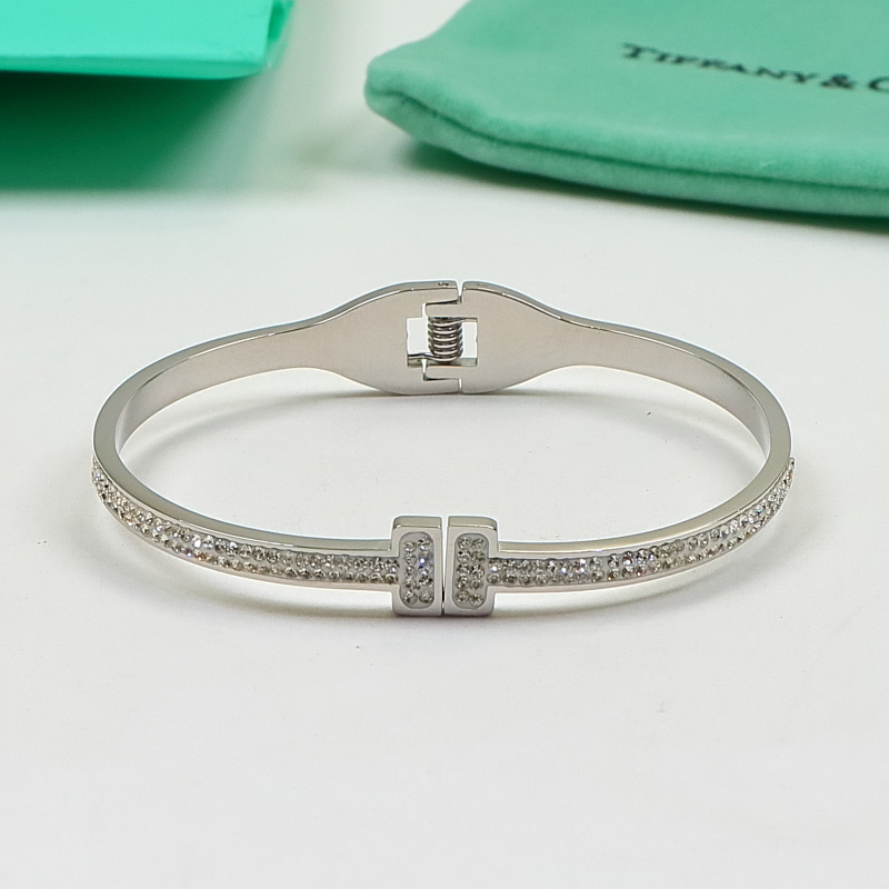 Replica Tiffany Double T Full Diamond Open Bangle