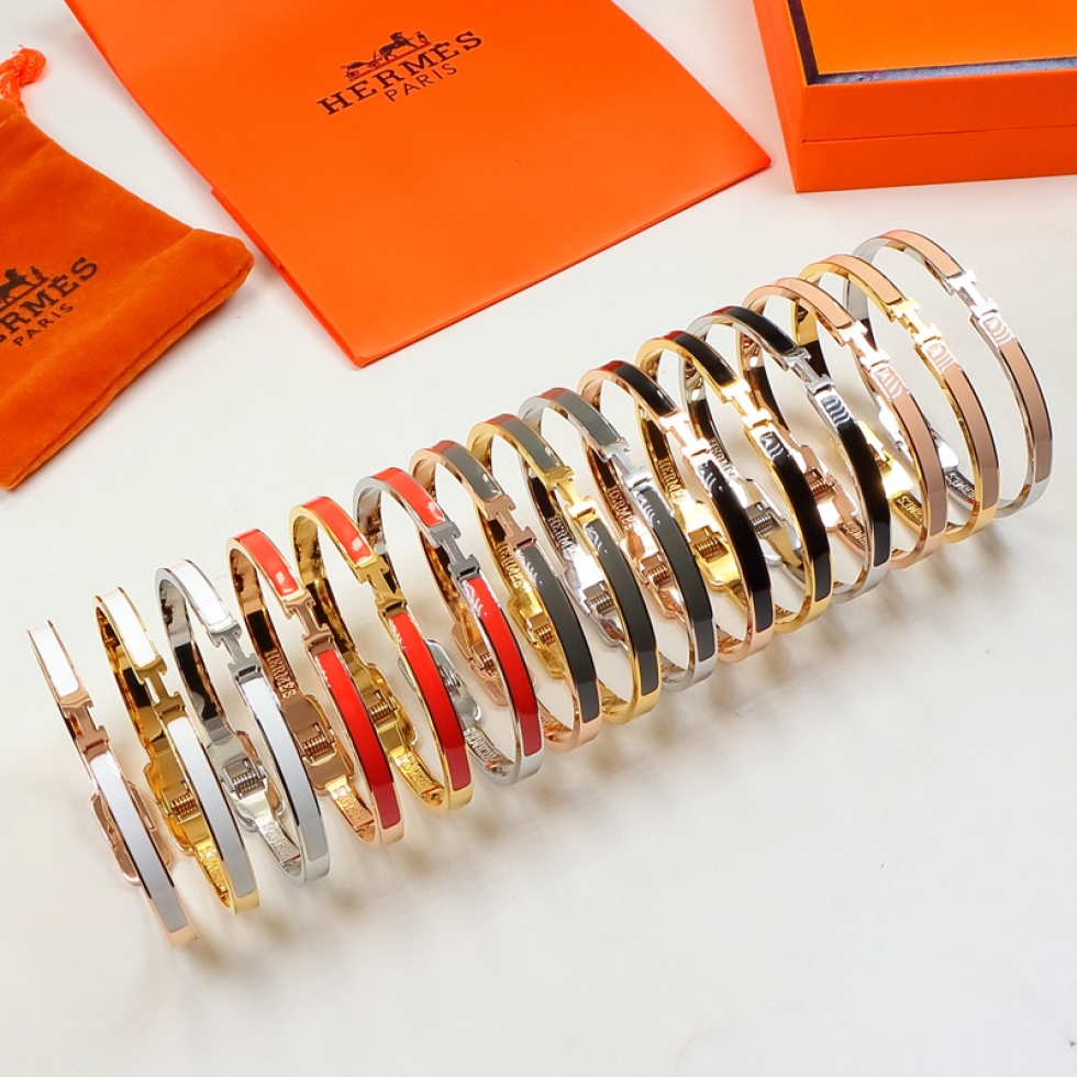 Replica Hermes H Colorful Enamel Bracelet