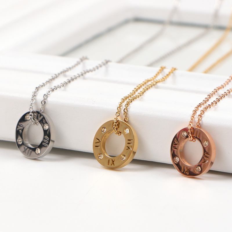 Replica Bvlgari circular engraved Roman numeral necklace