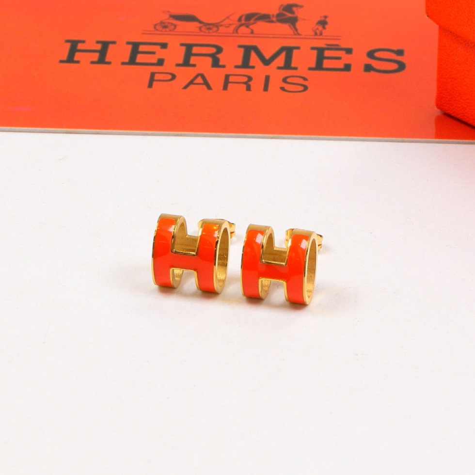 Replica Hermes H Letter Colorful 3D Hollow Earrings