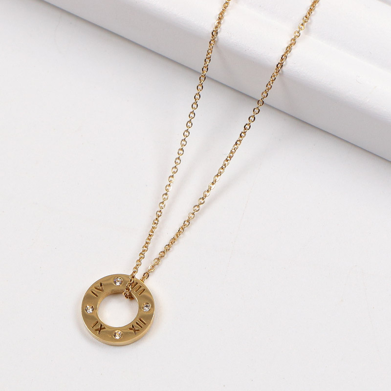 Replica Bvlgari circular engraved Roman numeral necklace