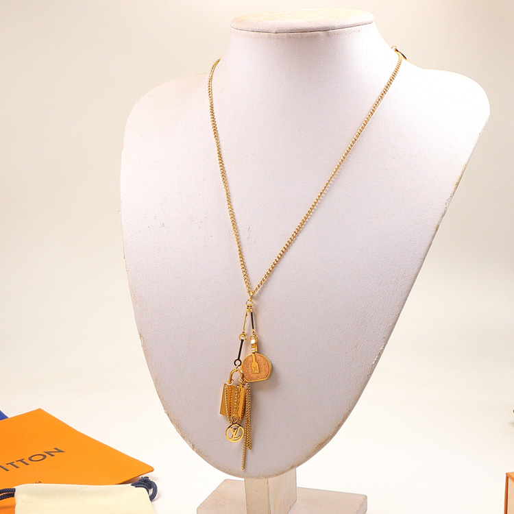 Replica LV lock round cake bag pendant necklace