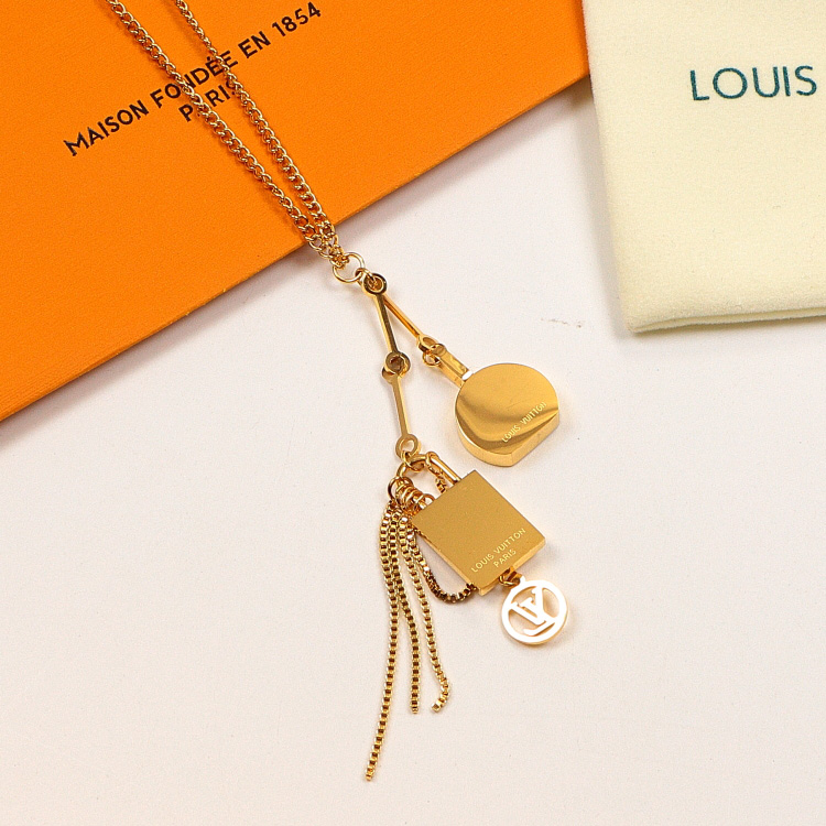 Replica LV lock round cake bag pendant necklace