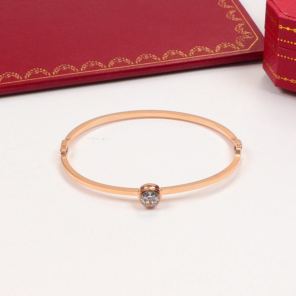 Replica Single diamond three-dimensional bracelet 18K