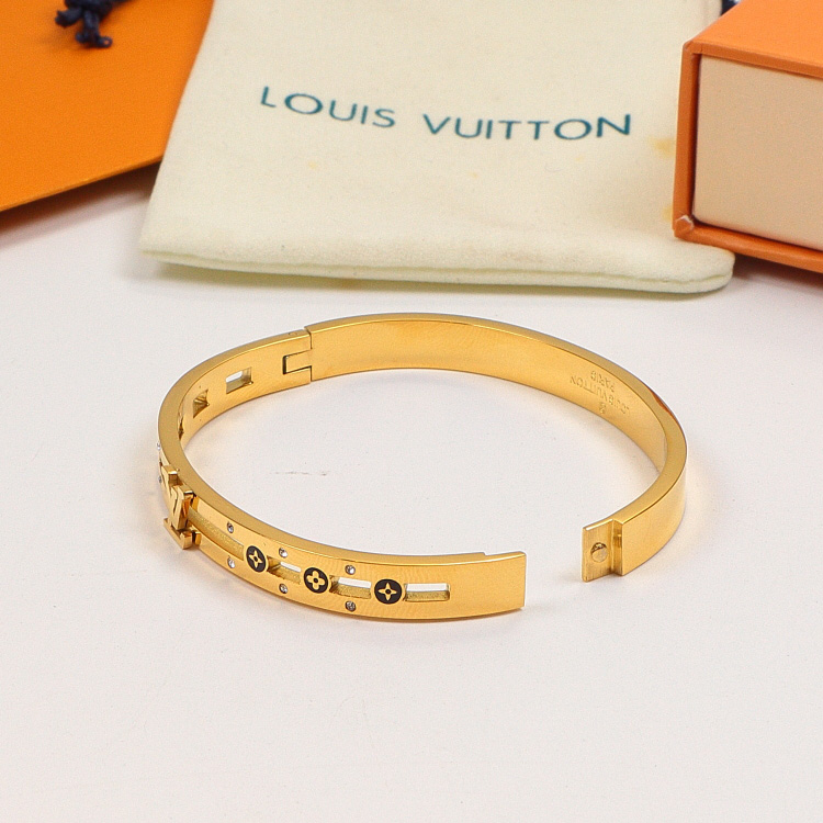Replica LV diamond-studded 3D letter bracelet