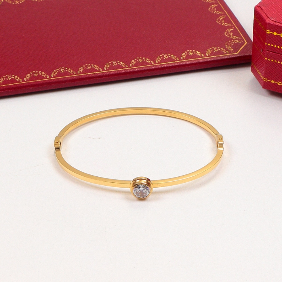 Replica Single diamond three-dimensional bracelet 18K