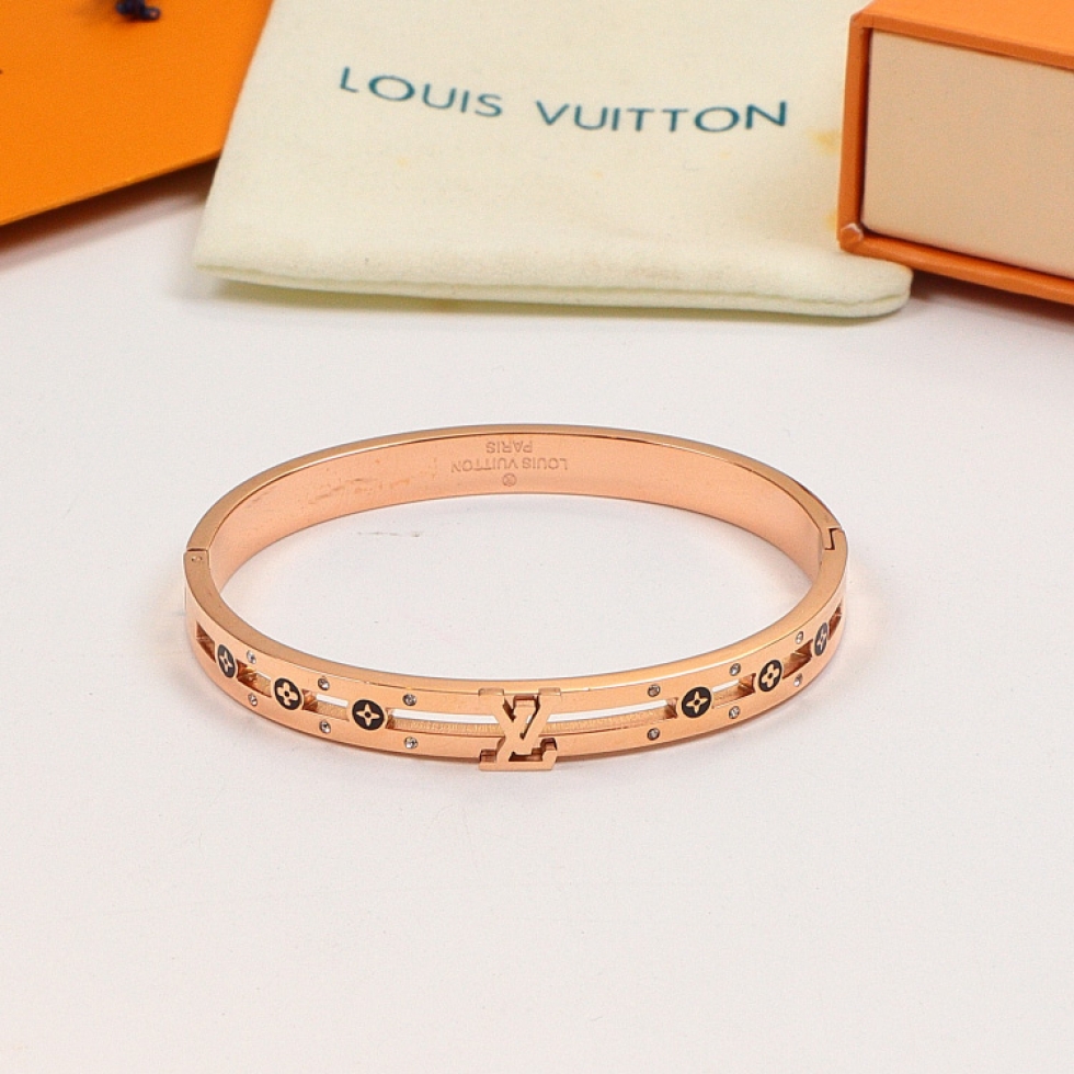 Replica LV diamond-studded 3D letter bracelet