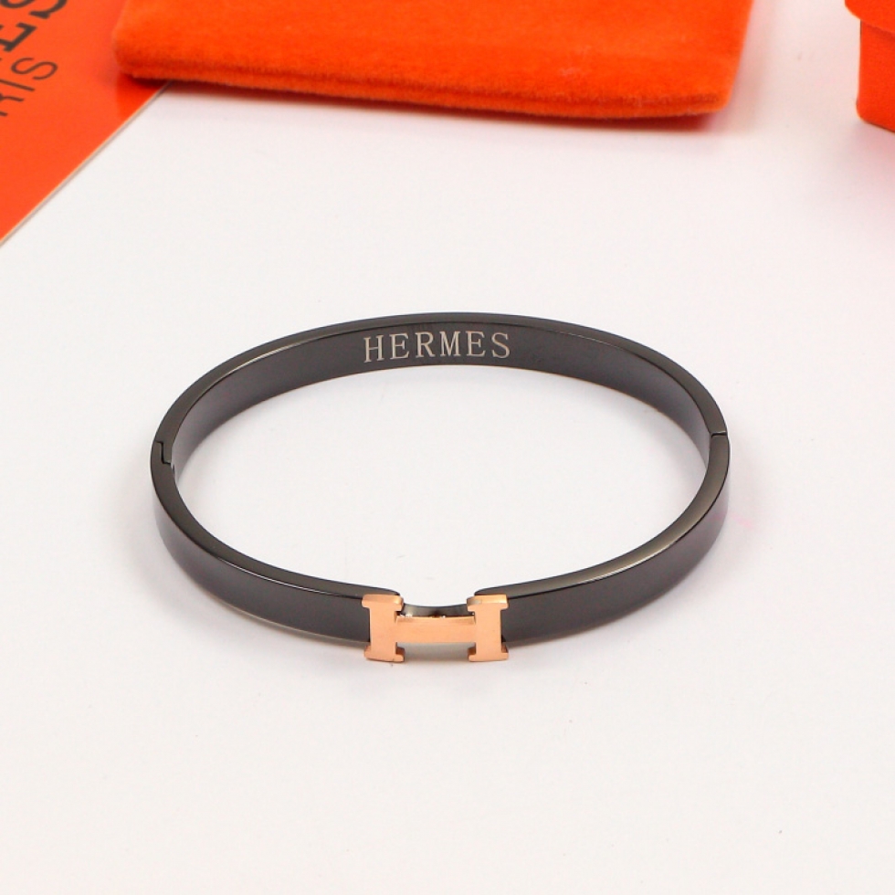 Replica Hermès H Letter Black Steel Bracelet