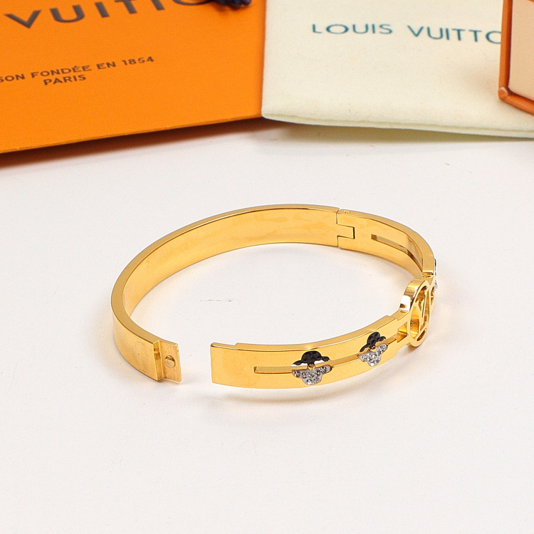 Replica LV diamond-inlaid hollow bracelet