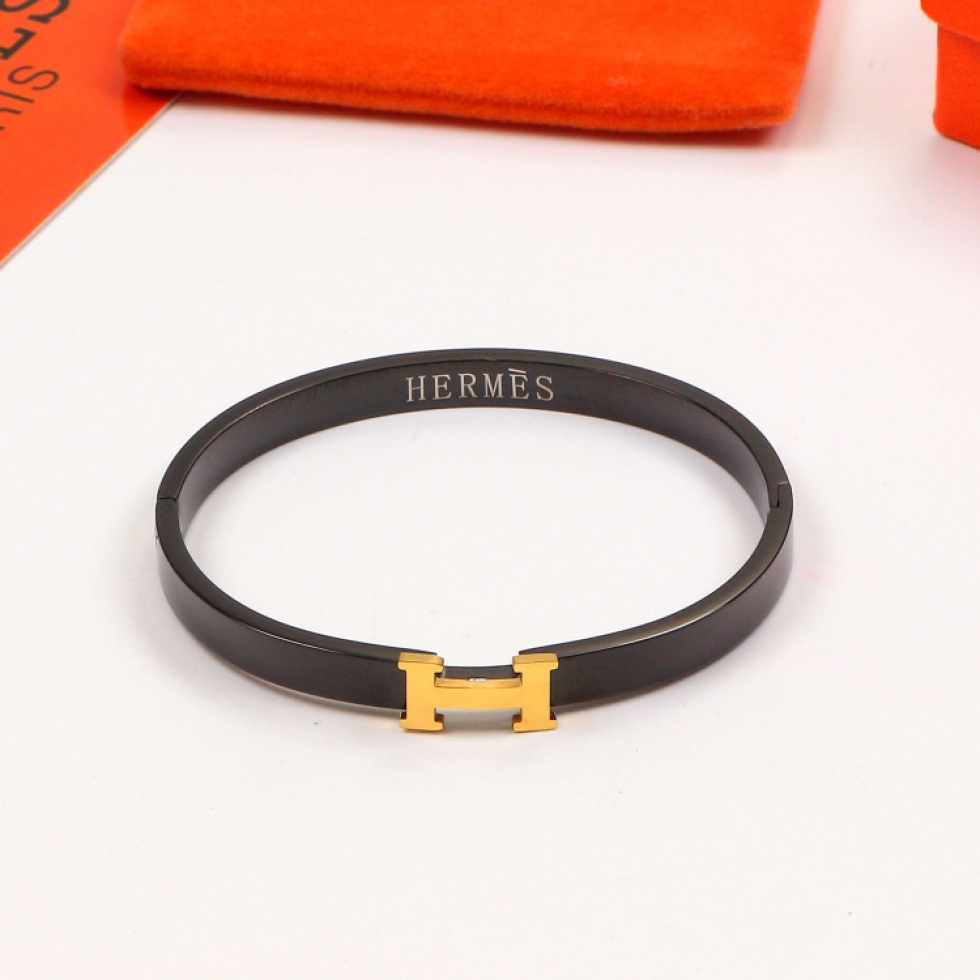 Replica Hermès H Letter Black Steel Bracelet