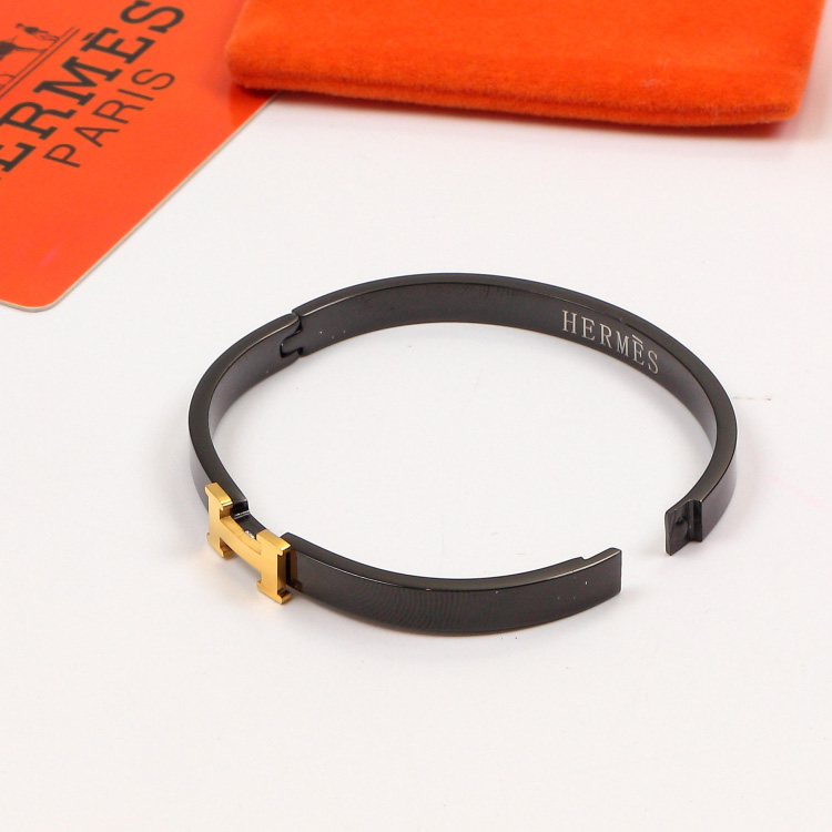 Replica Hermès H Letter Black Steel Bracelet