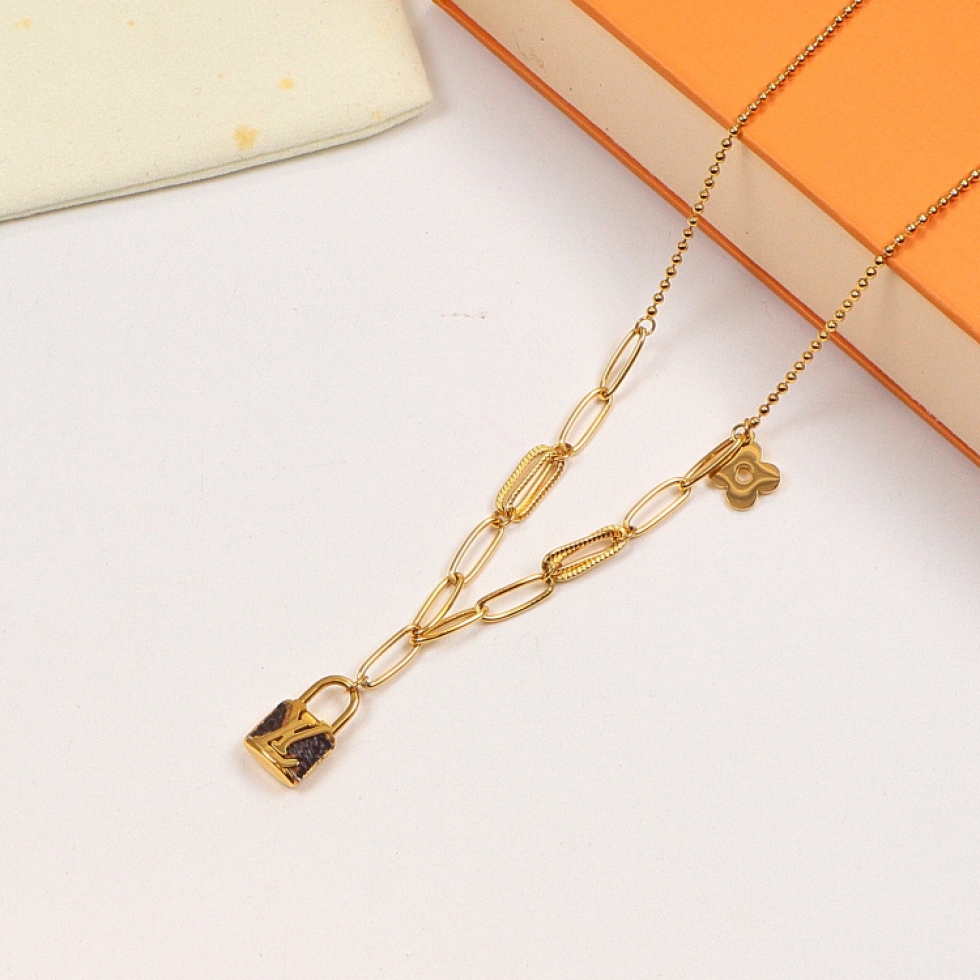 Replica LY Lock Pendant Necklace