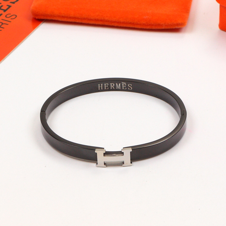 Replica Hermès H Letter Black Steel Bracelet