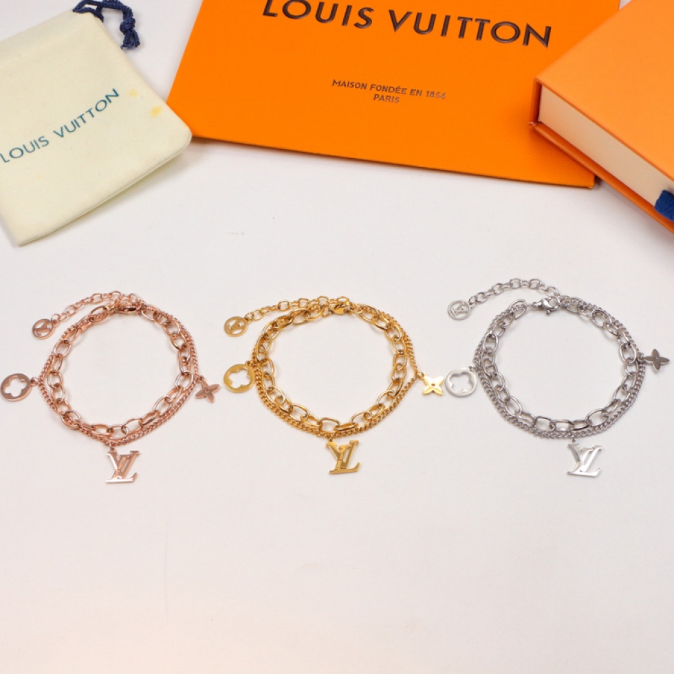 Replica LV double-layer pendant letter bracelet