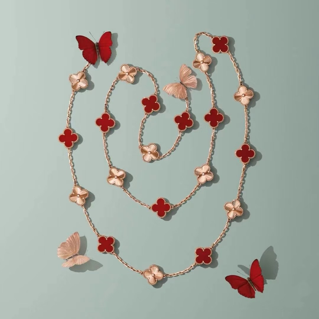 Replica Van Cleef & Arpels Vintage Alhambra Long Necklace, 20 Motifs