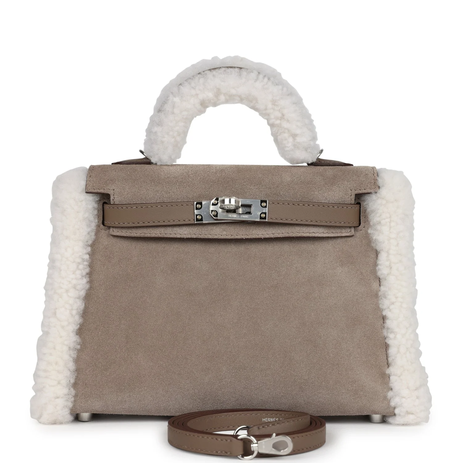 Replicate Hermes Teddy Kelly 20 Gris Caillou and Etoupe Swift Palladium Hardware(1:1 replica)