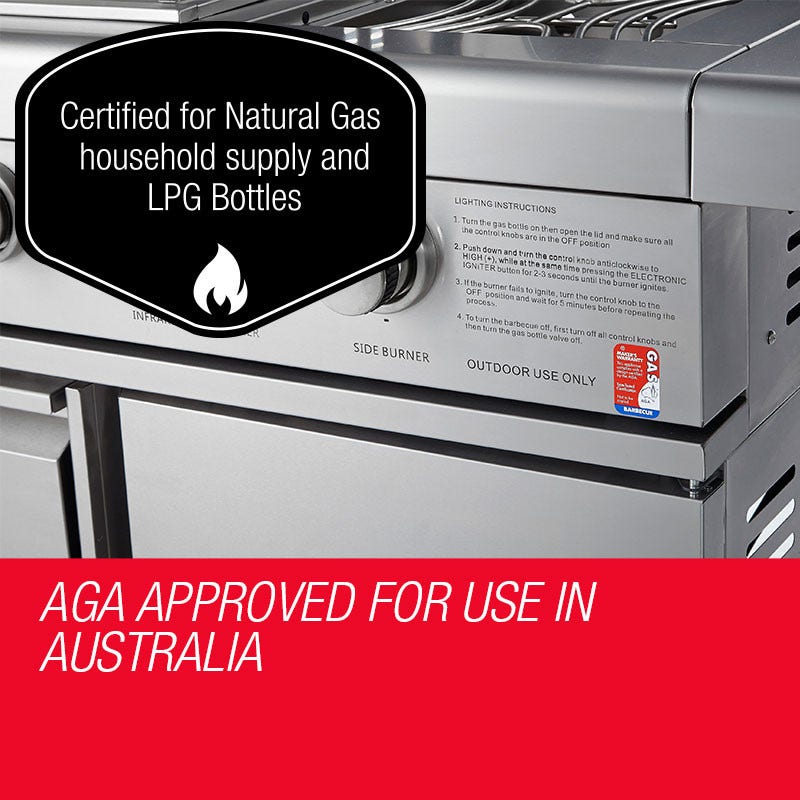 EuroGrille 8 Burner BBQ Outdoor Barbeque Gas Stainless Steel Kitchen