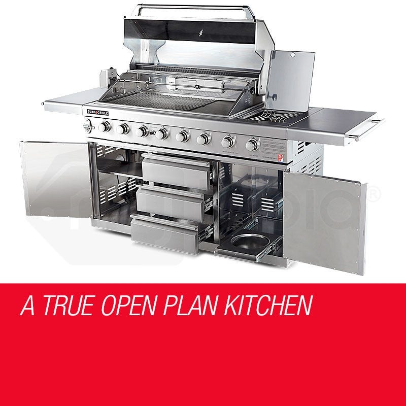 EuroGrille 8 Burner BBQ Outdoor Barbeque Gas Stainless Steel Kitchen