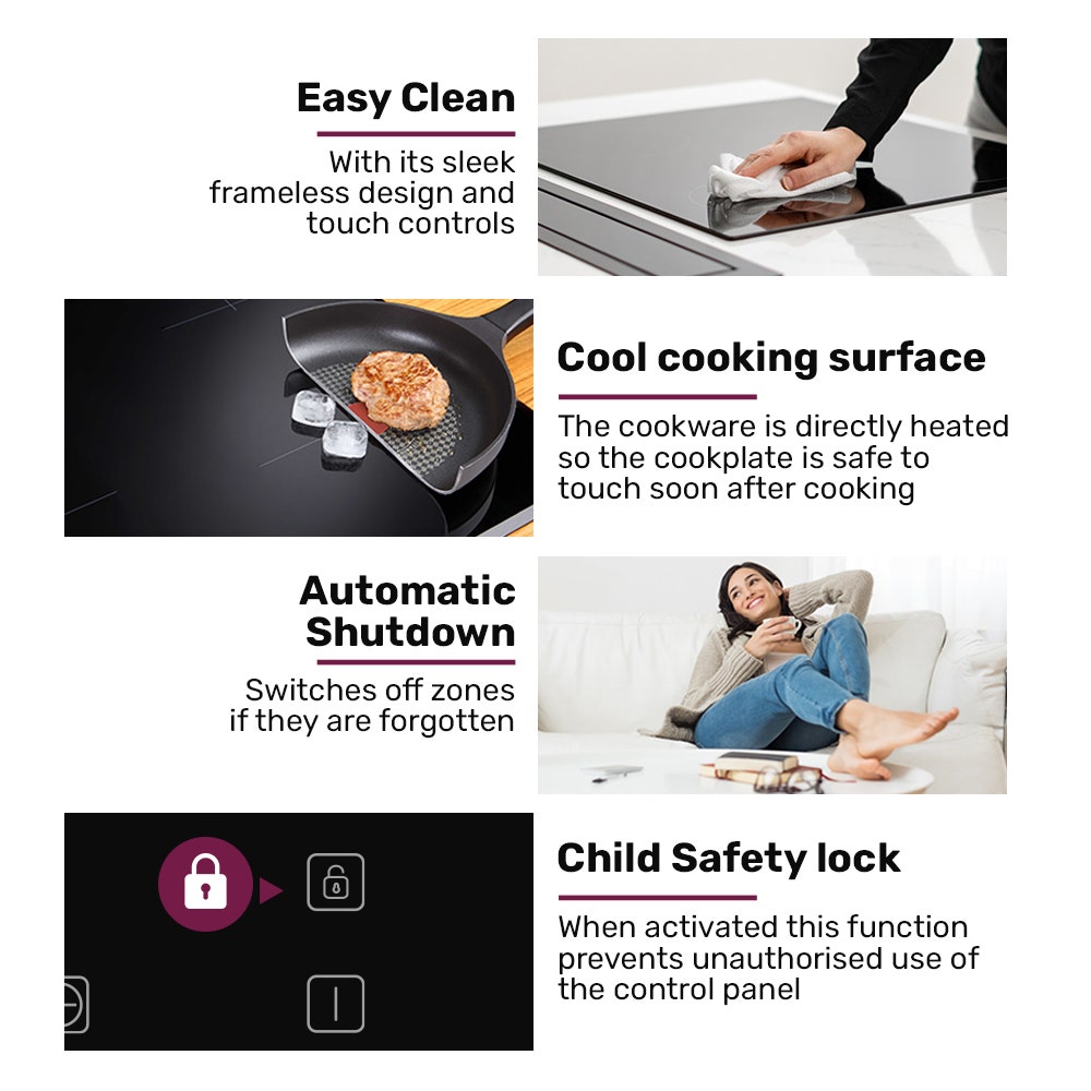 EUROCHEF 30cm 2 Zone Induction Cooktop, 3300W Electric, Touch Controls