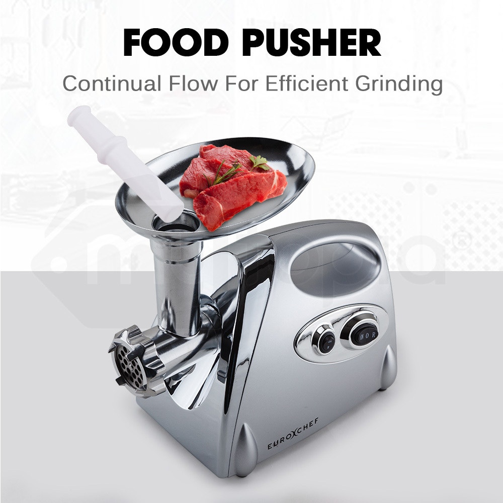 EUROCHEF Electric Meat Grinder, Stainless Steel Mincer Sausage Filler Kibbe Maker, Silver