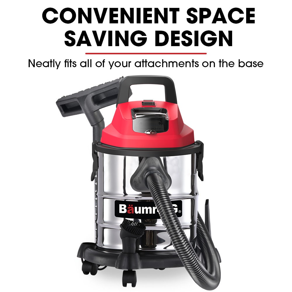 BAUMR-AG 20L Cordless Wet & Dry Vacuum Cleaner Kit, with 4Ah battery and Charger, Blower, HEPA Filter, Accessories, Stainless Steel, for Car, Home, Garage