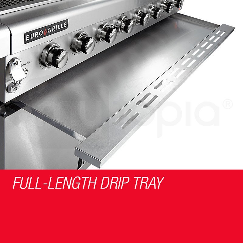 EuroGrille 8 Burner BBQ Outdoor Barbeque Gas Stainless Steel Kitchen