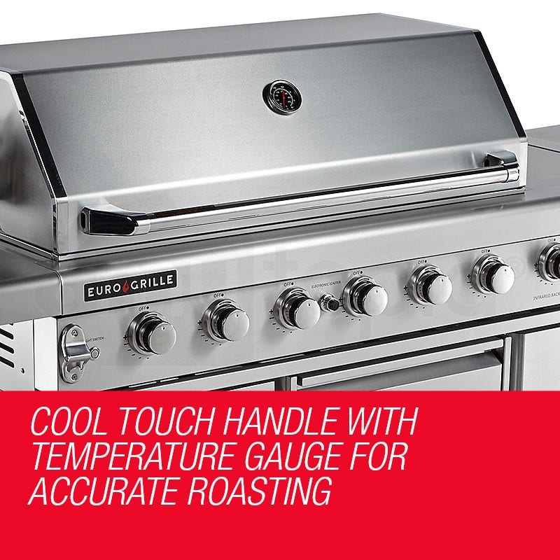 EuroGrille 8 Burner BBQ Outdoor Barbeque Gas Stainless Steel Kitchen