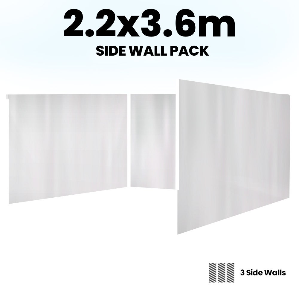 RED TRACK 3x Side Walls for 2.2x3.6m Gazebo, White