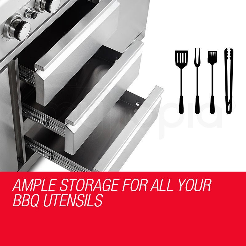 EuroGrille 8 Burner BBQ Outdoor Barbeque Gas Stainless Steel Kitchen