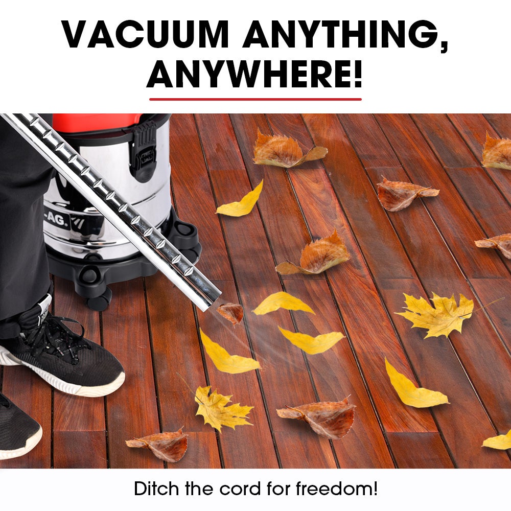 BAUMR-AG 20L Cordless Wet & Dry Vacuum Cleaner Kit, with 4Ah battery and Charger, Blower, HEPA Filter, Accessories, Stainless Steel, for Car, Home, Garage