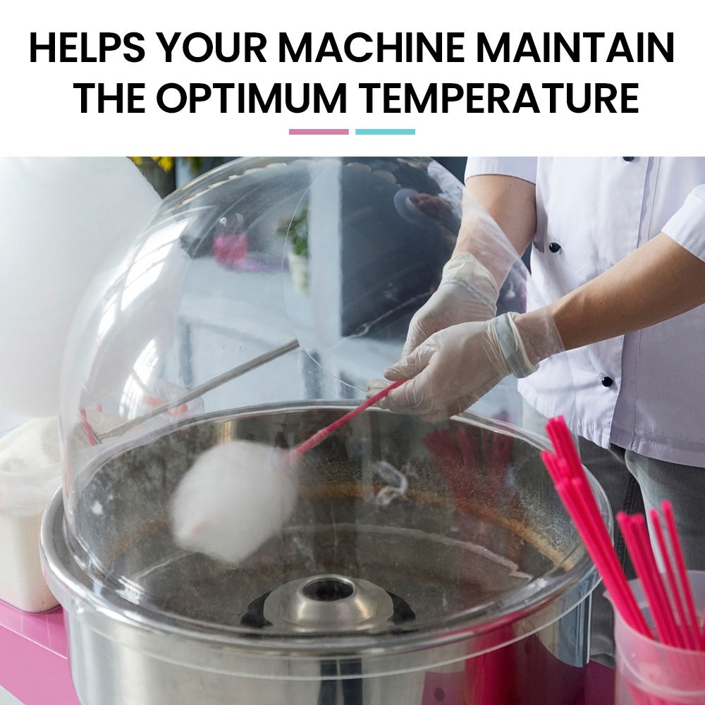 EUROCHEF Commercial Fairy Floss Cotton Candy Maker Machine Bubble Cover 52cm