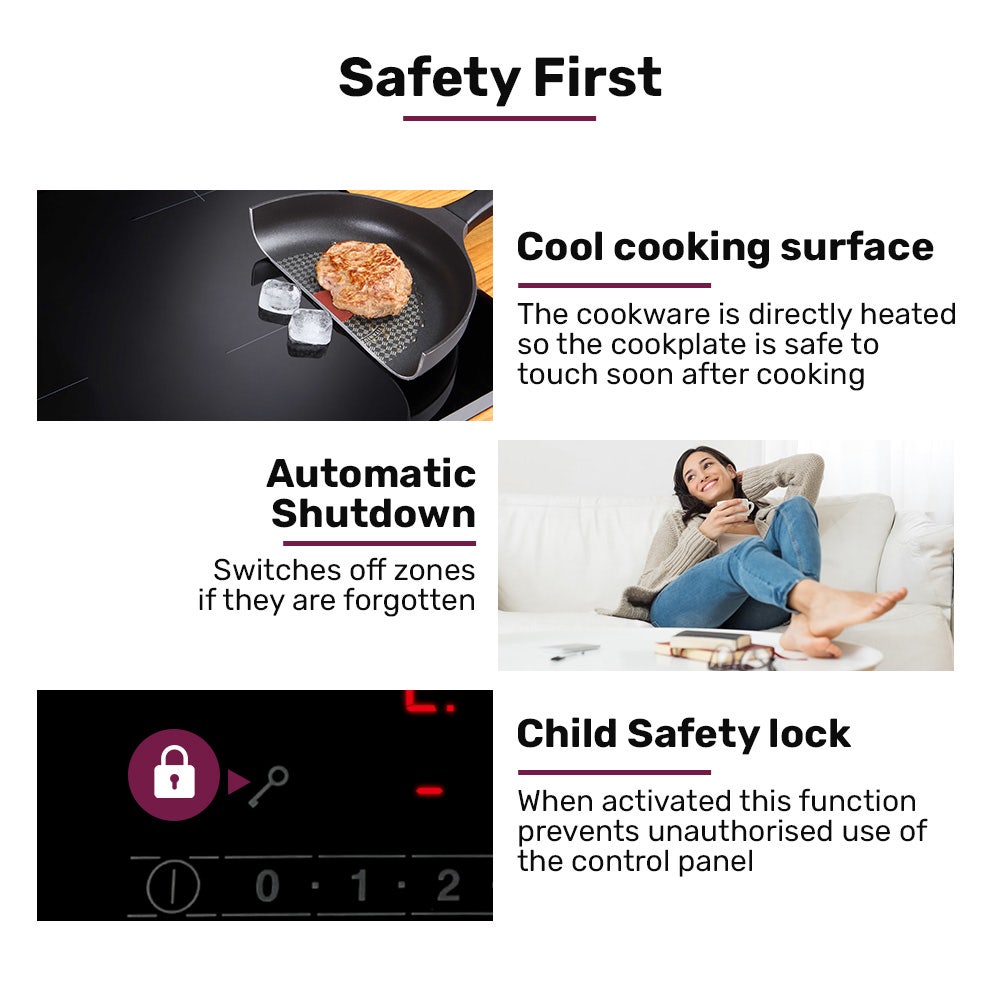 EUROCHEF 60cm 4 Zone Induction Cooktop, 6800W Electric, Touch Controls