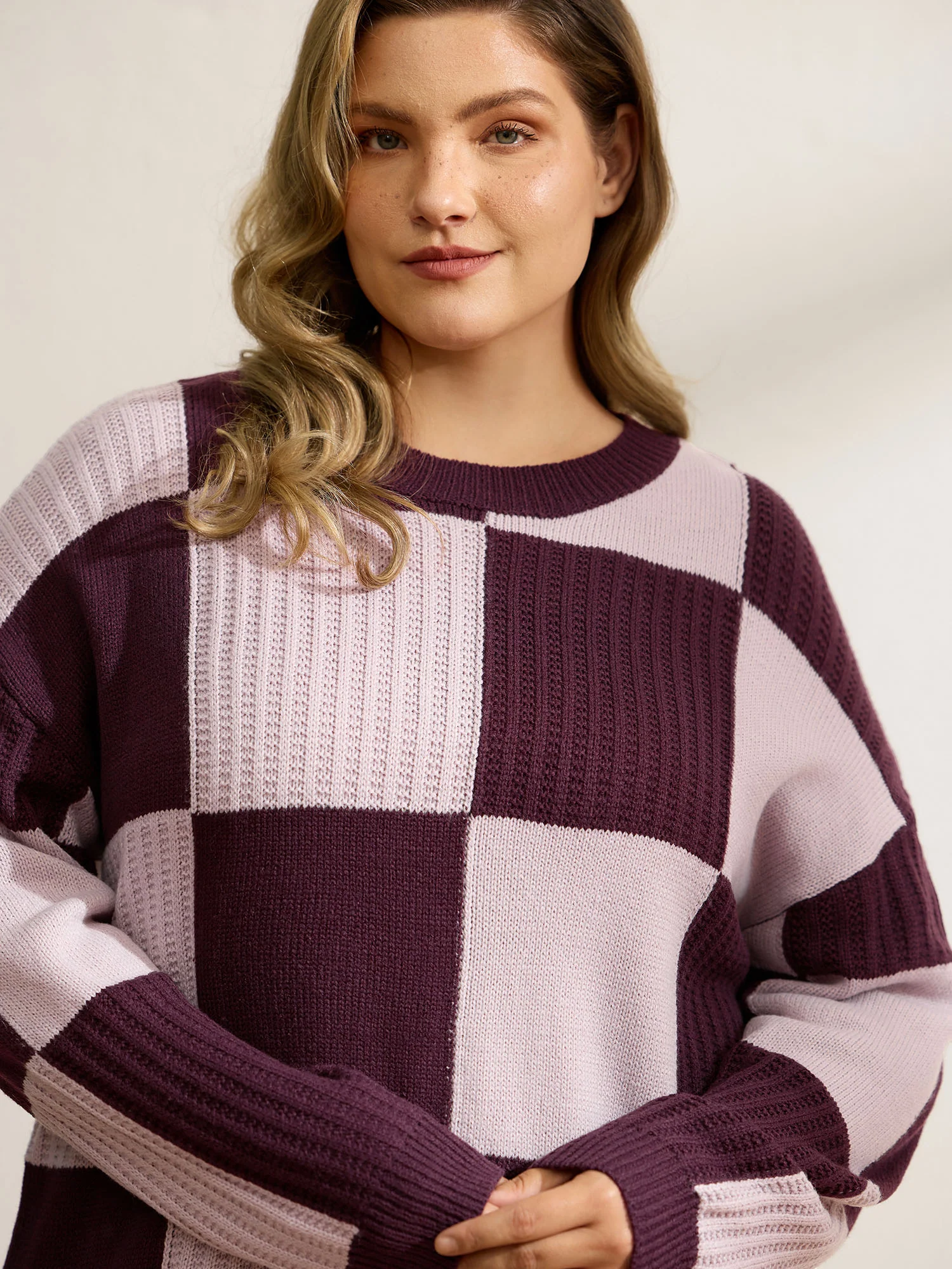 Colorblock Tissue Textured Drop Shoulder Pullover