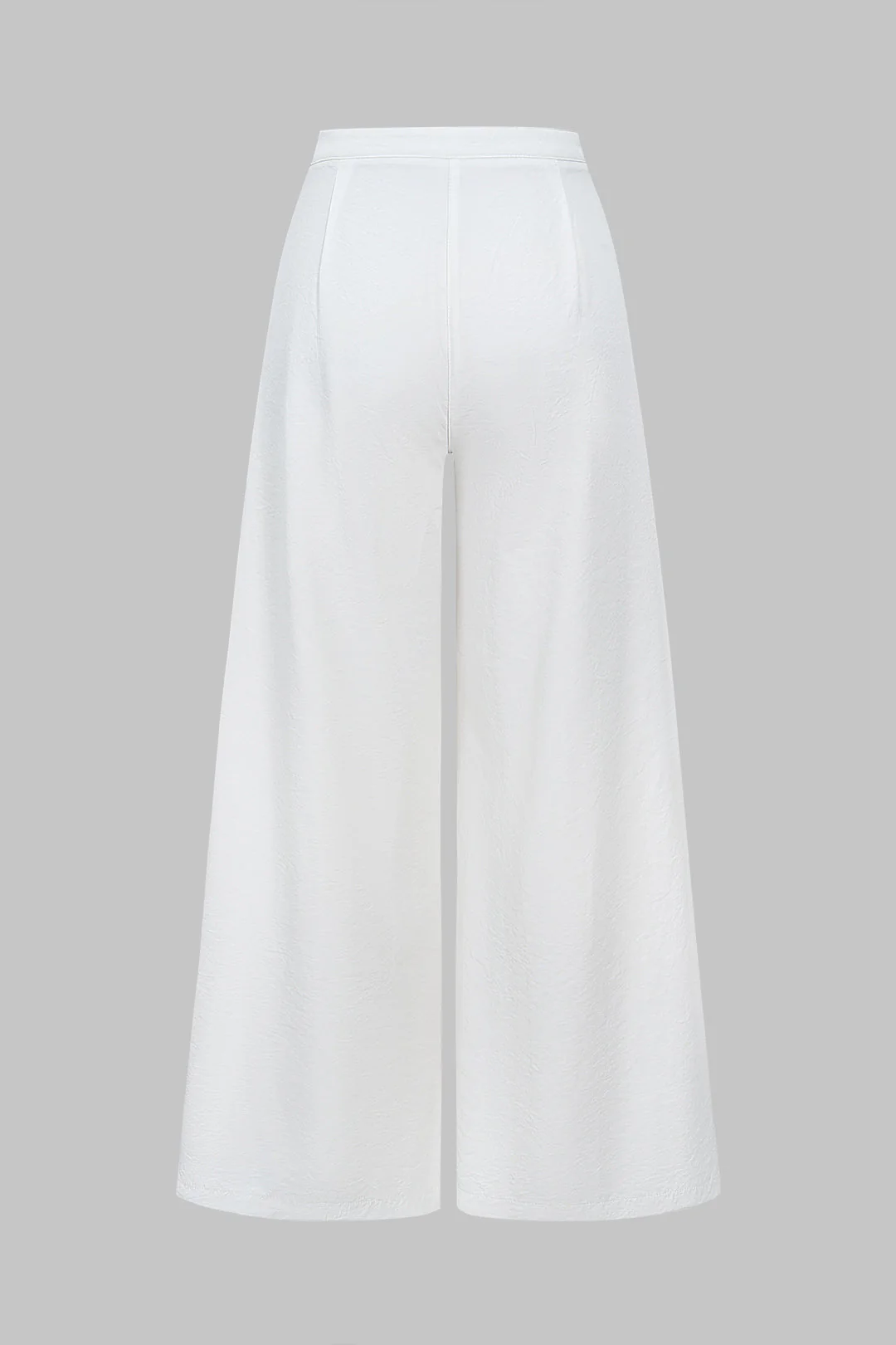 Solid Ruched Wide Leg Zipper Trousers