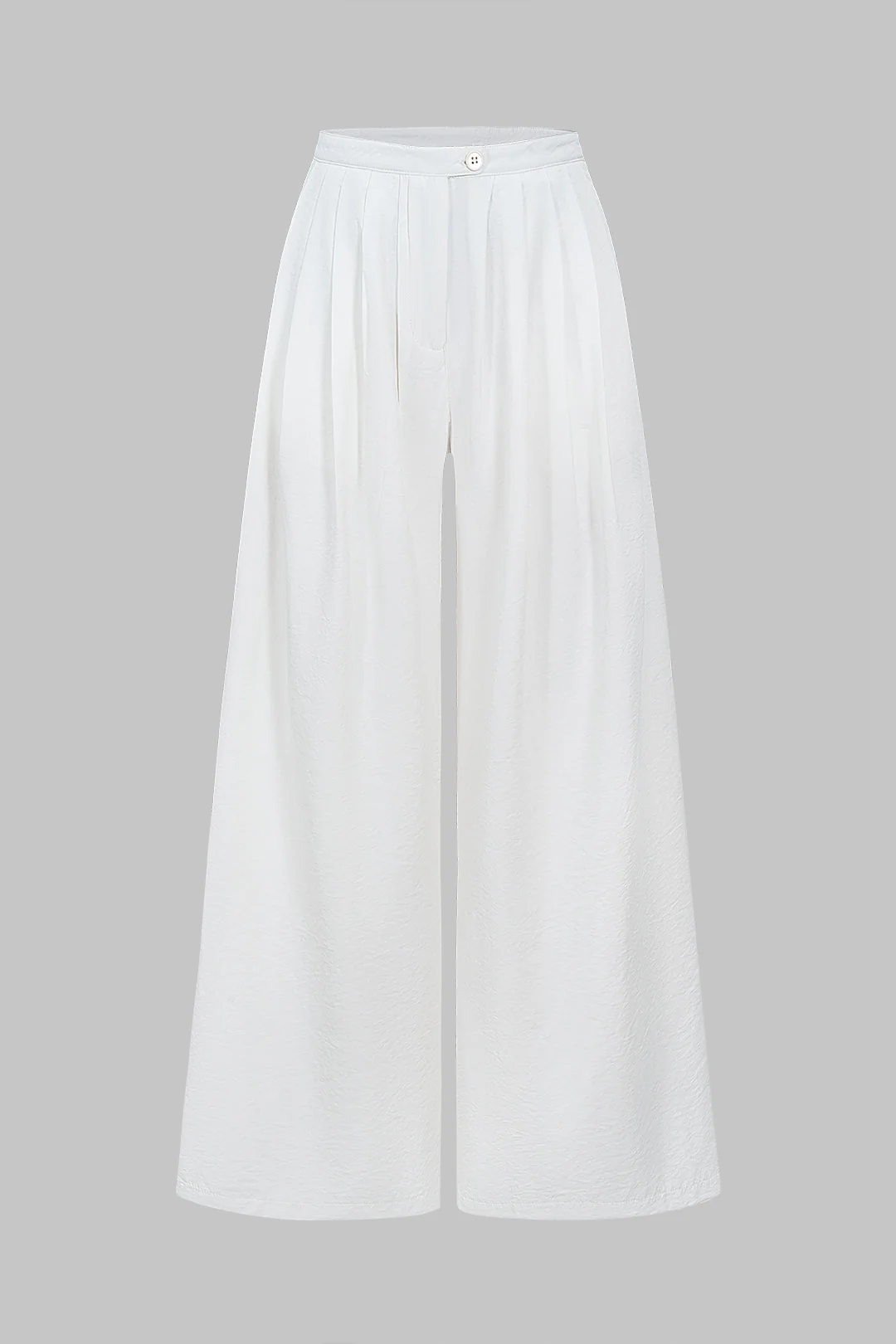 Solid Ruched Wide Leg Zipper Trousers