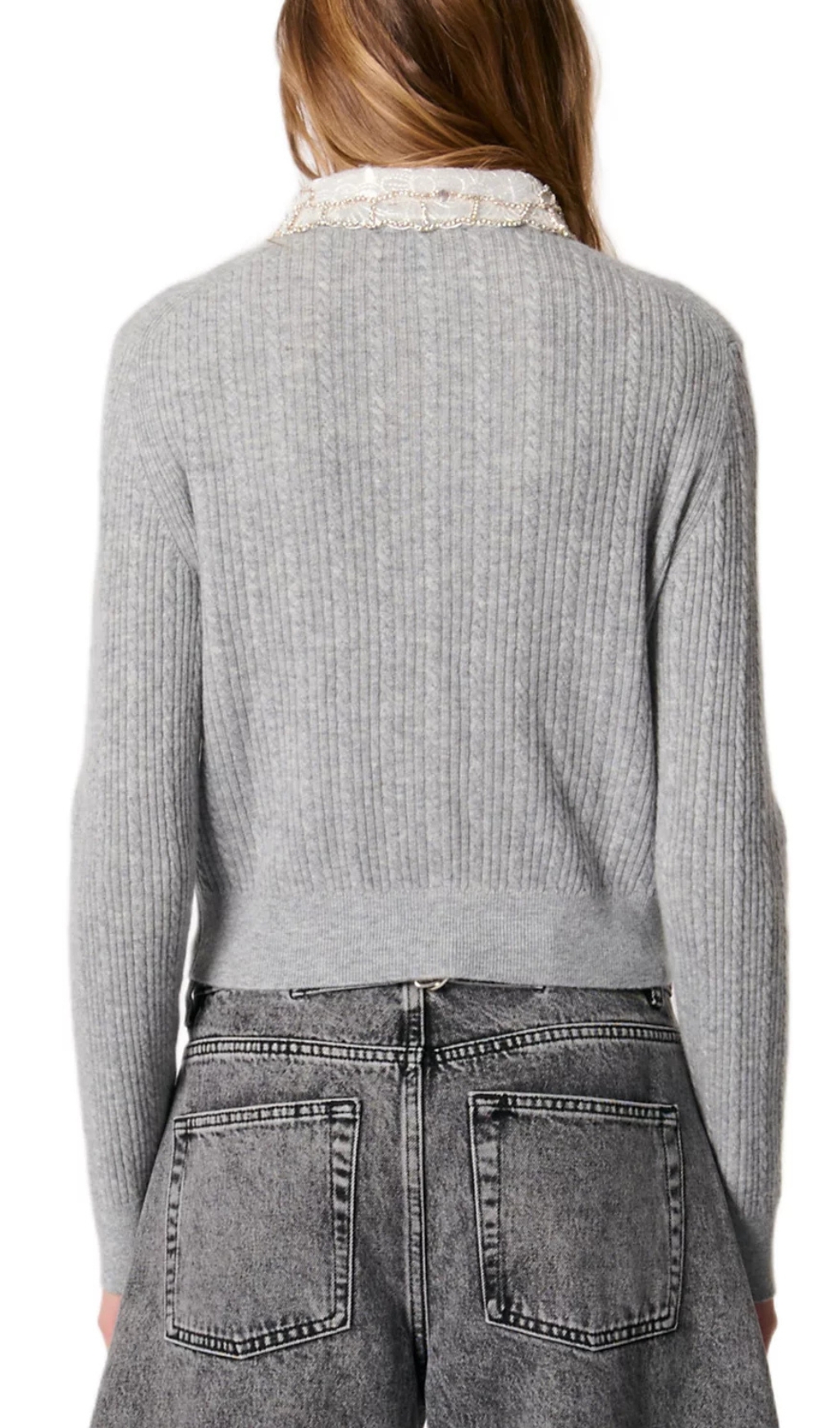 Cardigan With Jewelry Collar