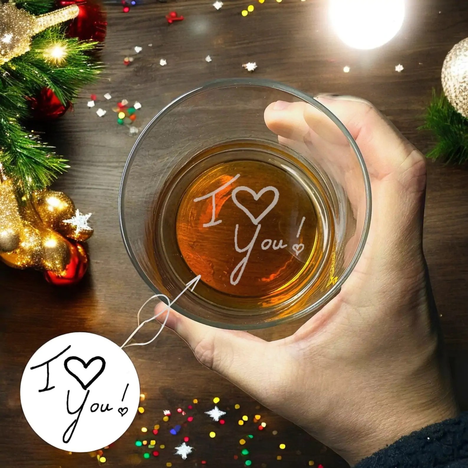 Custom Handwriting Christmas Gift for Him �C Engraved Rock Glass with Your Handwritten Message