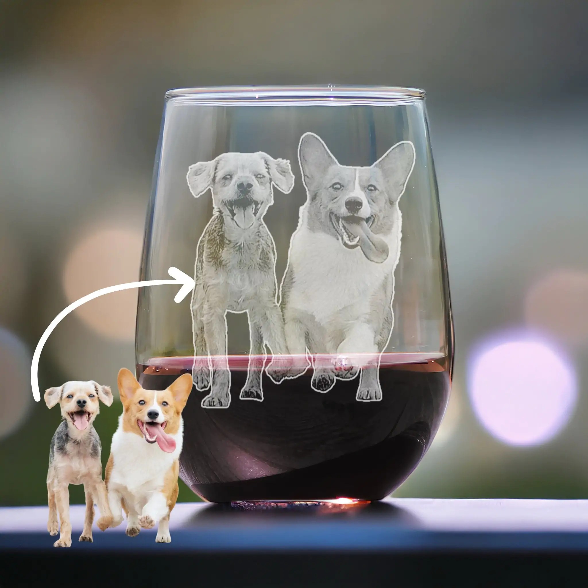Custom Engraved Wine Glass, Personalized Dog Glass,Photo etched Glassware, Unique Gift for Pet Lovers, Pet Loss Gift, Pet Memorial Gift