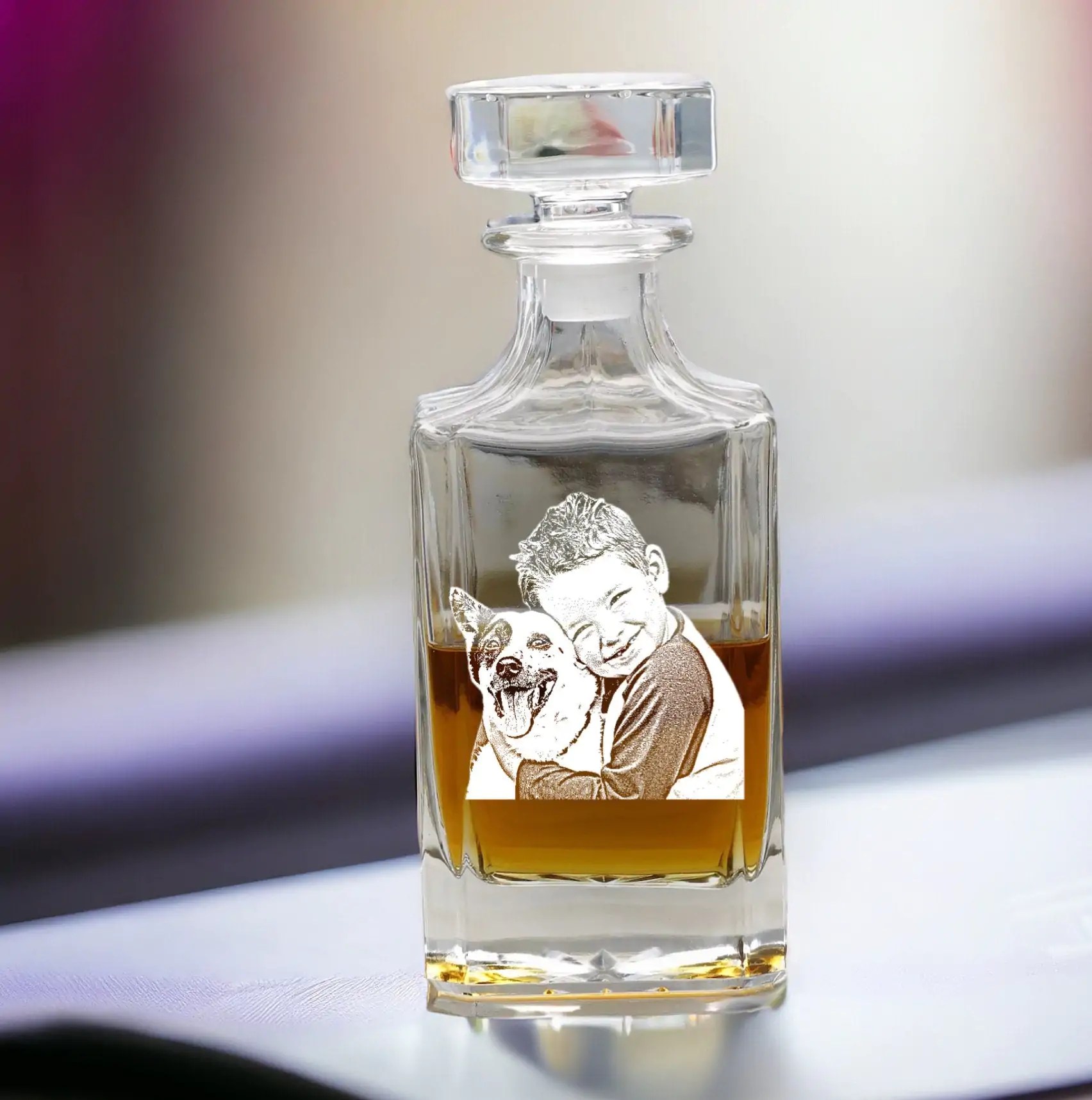 Personalized Photo Etched Decanter �C Engraved Groomsman Gifts & Unique Christmas Presents