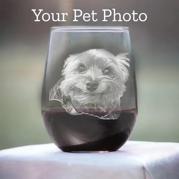 Custom Engraved Wine Glass, Personalized Dog Glass,Photo etched Glassware, Unique Gift for Pet Lovers, Pet Loss Gift, Pet Memorial Gift