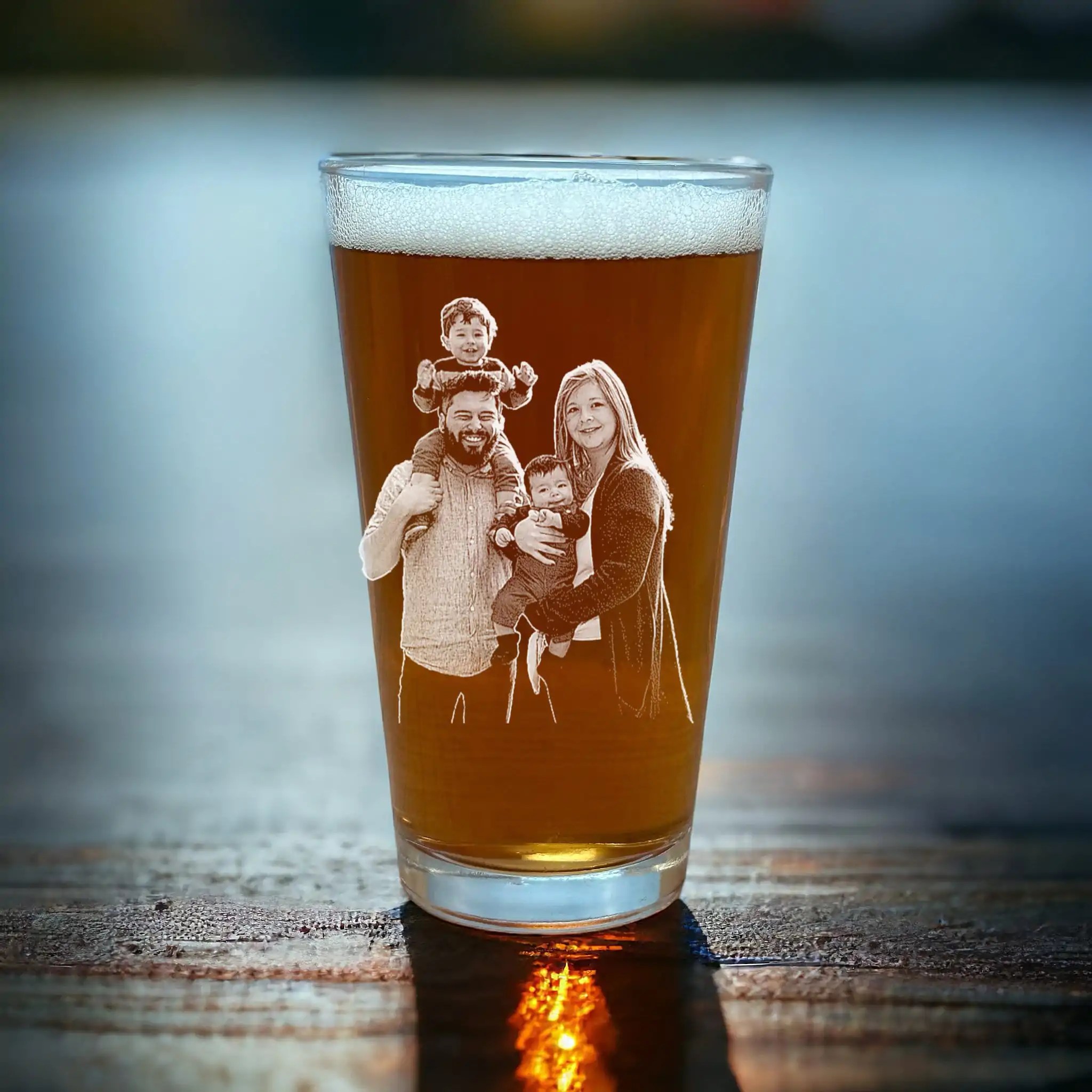 First Christmas as Parents �C Personalized 16oz Beer Pint Glass for New Moms and Dads