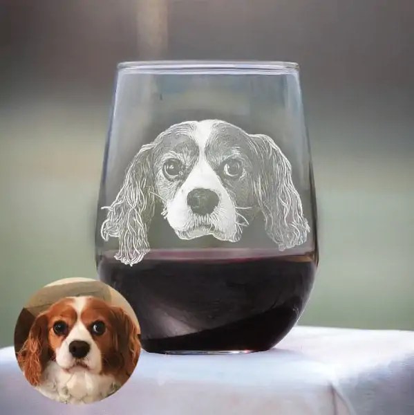 Custom Engraved Wine Glass, Personalized Dog Glass,Photo etched Glassware, Unique Gift for Pet Lovers, Pet Loss Gift, Pet Memorial Gift