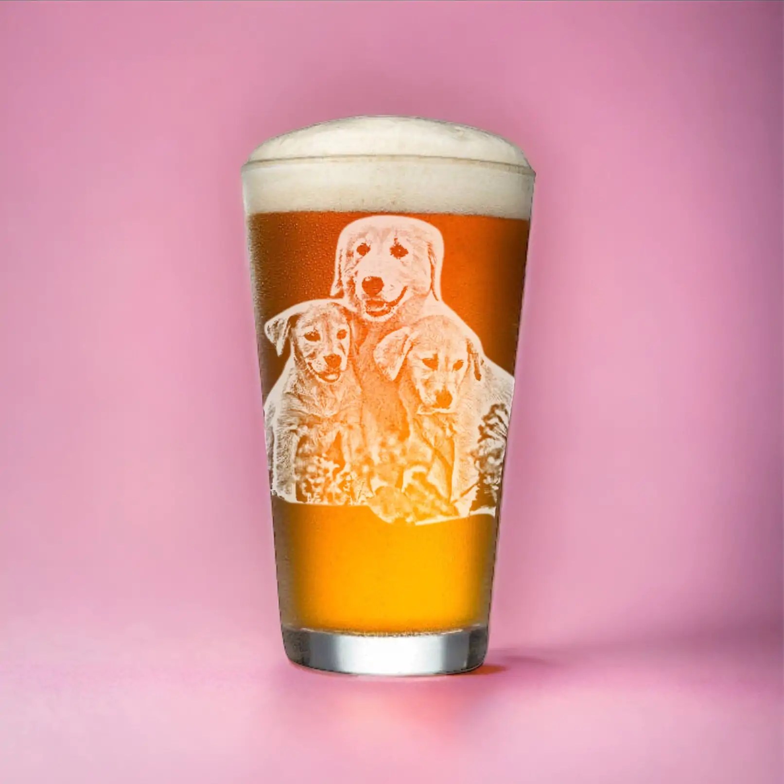 Dog Mom Christmas Gift �C Personalized 16oz Pet Portrait Beer Glass | Personalized Mothers Day Photograph Gifts