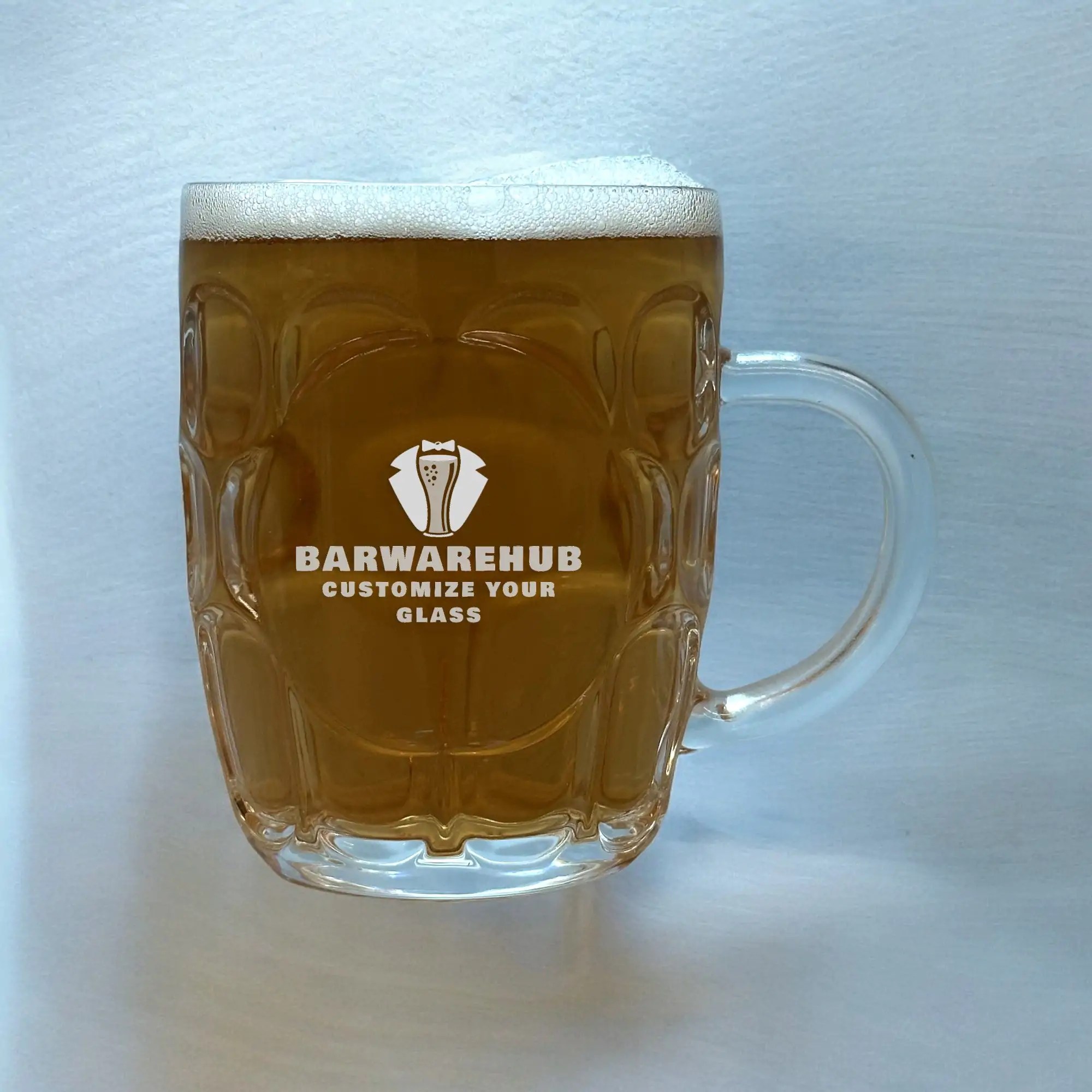 Engraved Britannia Glass Beer Mug with Crest-20 oz-Item 557/GA38518