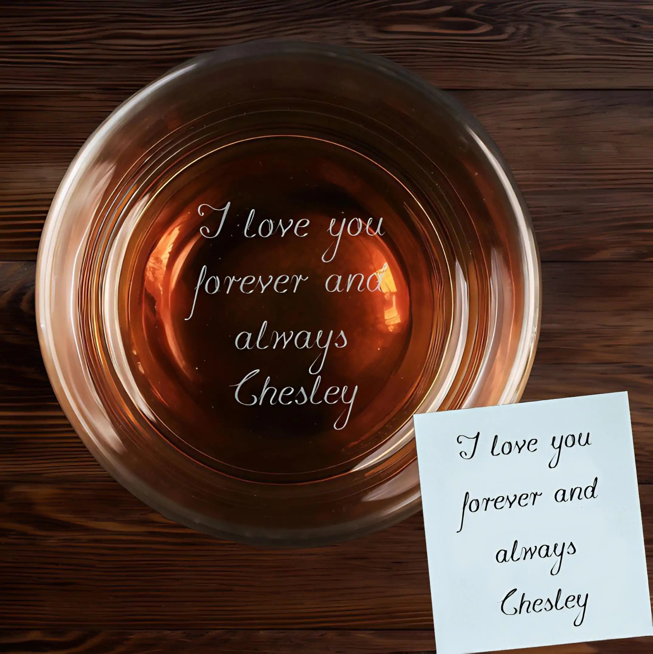 Custom Anniversary Gift for Him with Engraved Bottom Messages Whiskey Glass
