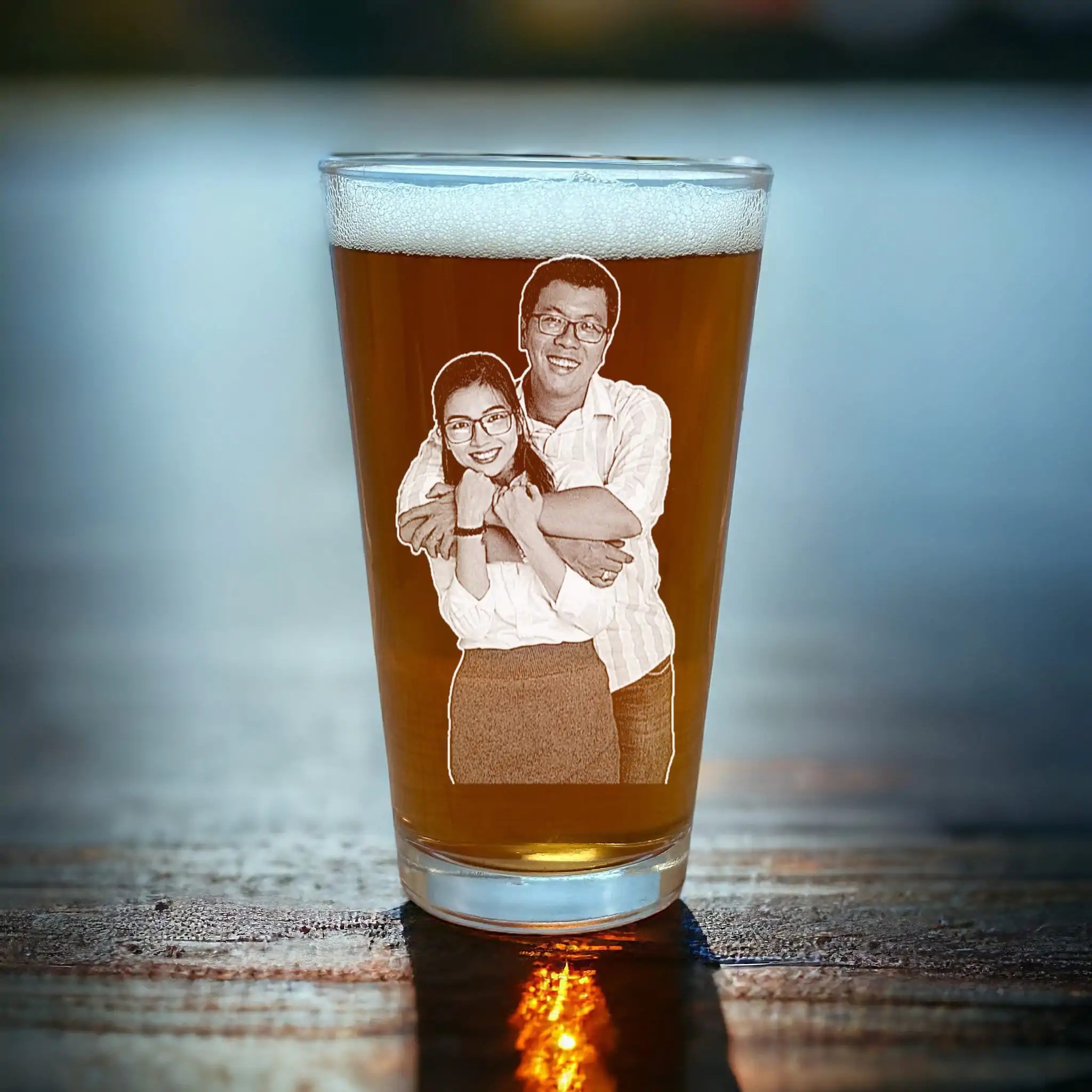 First Christmas as Parents �C Personalized 16oz Beer Pint Glass for New Moms and Dads