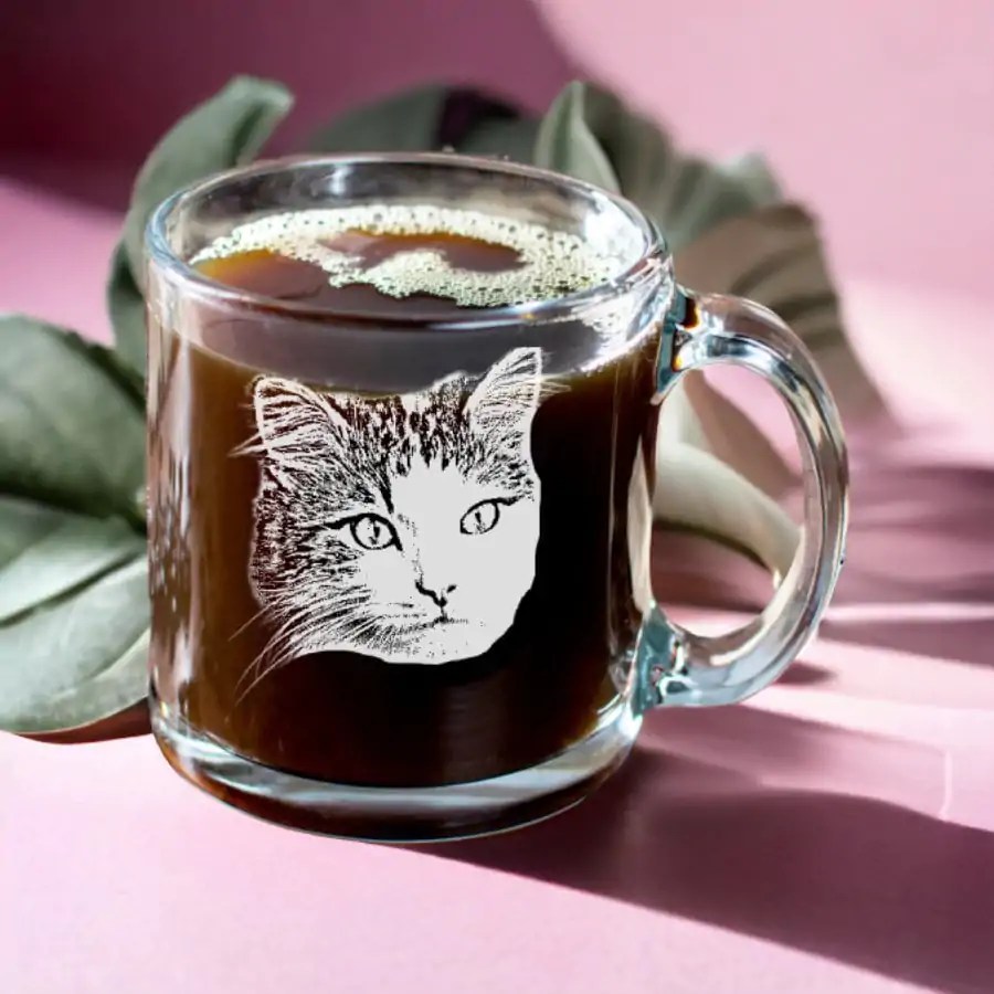 Custom Engraved Coffee Glass with Your Dogs Photo �C Engraved Gift for Pet Lovers, Amazing Coffee Holiday Gift, Tea Cup, Personalized Gifts